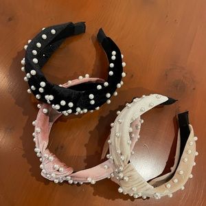 Velvet, pearl studded headbands